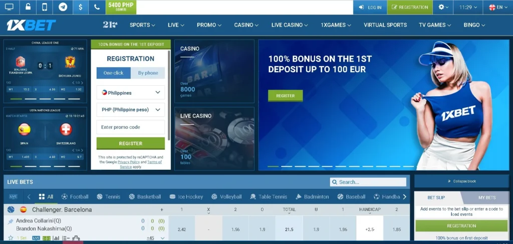 1xBet website web